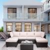 Outdoor Garden Patio Furniture 7-Piece PE Rattan Wicker Cushioned Sofa Sets and Coffee Table, patio furniture set;outdoor couch;outdoor couch patio fu