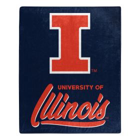 Illinois OFFICIAL NCAA "Signature" Raschel Throw Blanket