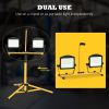 10,000 Lumen Dual Head LED Work Lights with Stand, Weather Resistant Daylight with Telescoping Adjustable Tripod Stand, Rotating Lamps