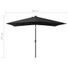 Parasol with LEDs and Steel Pole Black 6.6'x9.8'