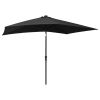 Parasol with LEDs and Steel Pole Black 6.6'x9.8'