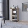 Willow Park Glass Door Bar Cart with Bottle Holder and Casters Light Gray