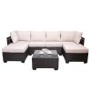 Outdoor Garden Patio Furniture 7-Piece PE Rattan Wicker Cushioned Sofa Sets and Coffee Table, patio furniture set;outdoor couch;outdoor couch patio fu