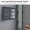 Retro Style Haze Double Glass Door Wall Cabinet With Detachable Shelves for Office, Dining Room,Living Room, Kitchen and Bathroom Grey Color