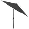 Parasol with LEDs and Steel Pole Black 6.6'x9.8'