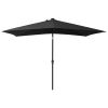 Parasol with LEDs and Steel Pole Black 6.6'x9.8'