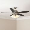 52" Indoor LED Brushed Nickel Ceiling Fan with Lighting Kit, Down Rod, Reversible Blades and Reversible Motor