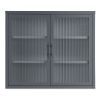 Retro Style Haze Double Glass Door Wall Cabinet With Detachable Shelves for Office, Dining Room,Living Room, Kitchen and Bathroom Grey Color