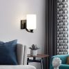 Black Wall Sconces Matte White Glass Shade, Indoor LED Wall Mount Lamp for Bedroom Farmhouse Bedside Wall Lamps, American Modern Style