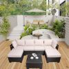 Outdoor Garden Patio Furniture 7-Piece PE Rattan Wicker Cushioned Sofa Sets and Coffee Table, patio furniture set;outdoor couch;outdoor couch patio fu
