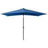 Parasol with LEDs and Steel Pole Azure Blue 6.6'x9.8'