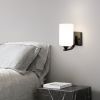 Black Wall Sconces Matte White Glass Shade, Indoor LED Wall Mount Lamp for Bedroom Farmhouse Bedside Wall Lamps, American Modern Style
