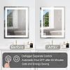 28x36 Inch LED Lighted Bathroom Mirror with 3 Colors Light, Wall Mounted Bathroom Vanity Mirror with Touch Button, Anti-Fog Dimmable Makeup Mirror (Ho
