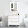 28x36 Inch LED Lighted Bathroom Mirror with 3 Colors Light, Wall Mounted Bathroom Vanity Mirror with Touch Button, Anti-Fog Dimmable Makeup Mirror (Ho