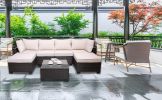 Outdoor Garden Patio Furniture 7-Piece PE Rattan Wicker Cushioned Sofa Sets and Coffee Table, patio furniture set;outdoor couch;outdoor couch patio fu