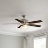 52" Indoor LED Brushed Nickel Ceiling Fan with Lighting Kit, Down Rod, Reversible Blades and Reversible Motor