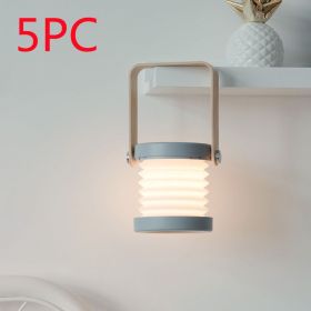 Foldable Touch Dimmable Reading LED Night Light Portable Lantern Lamp USB Rechargeable For Home Decor (Power: 0.5watts, Light Color: Grey 5PC)