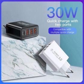 New fast charging US Standard Euro Standard Charger 3USB+ Type-C mobile phone travel charger universal adapter (Plug Type: White EU)