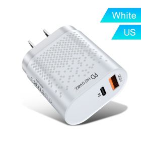 Qc3.0 Fast Charge PD Charger 18W for Apple Android USB-A + Type-c Dual Port US Standard Charging Plug (Color: American Standard White)