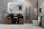 60in. W x 48 in. H LED Lighted Bathroom Wall Mounted Mirror with High Lumen+Anti-Fog Separately Control bedroom full-length mirror bathroom led mirror